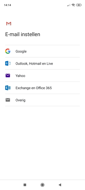 Selecteer Exchange en Office 365