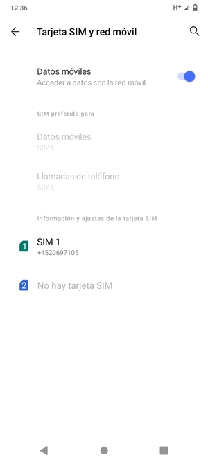 Seleccione SIM 1 o SIM 2