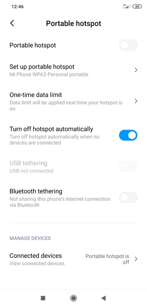 Select Set up portable hotspot