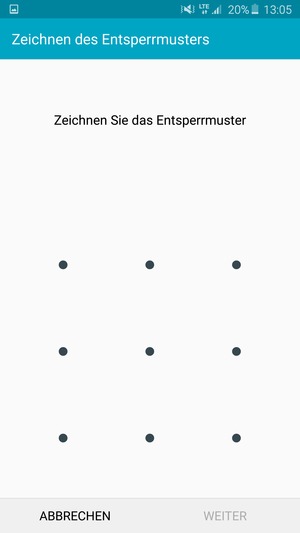 Zeichnen Sie ein Entsperrmuster und wählen Sie WEITER