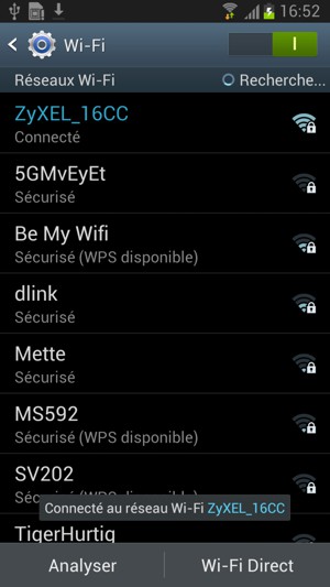 Vous êtes maintenant connecté au réseau Wi-Fi