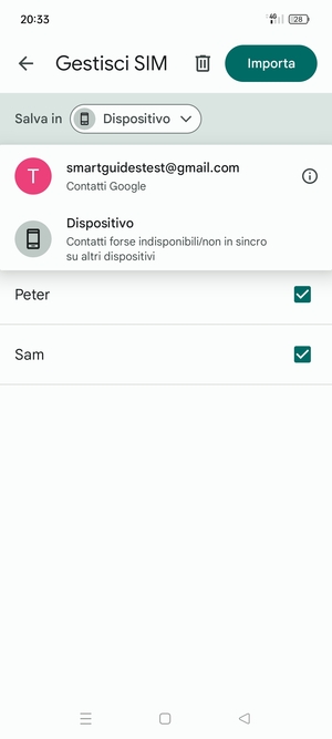 Seleziona il tuo account  Google