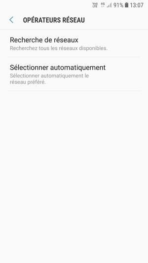 Sélectionnez Recherche de réseaux
