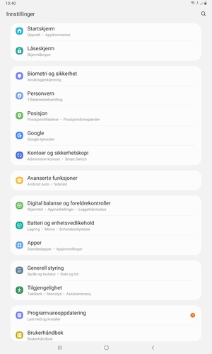 Bla til og velg Biometri og sikkerhet