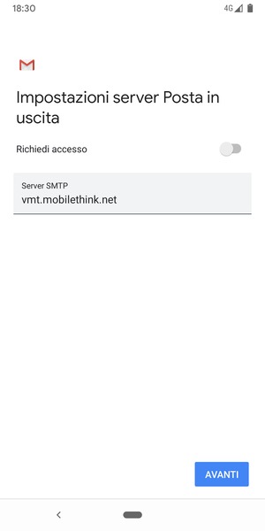 Disattiva Richiedi accesso e seleziona AVANTI