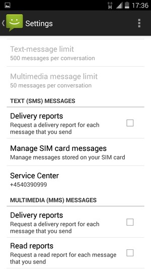 Scroll to and select Service Center