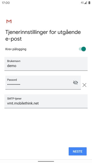 Skriv inn utgående serveradresse