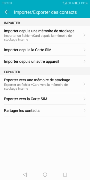 Sélectionnez Importer depuis la Carte SIM