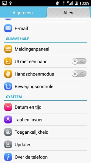 Scroll naar en selecteer Over de telefoon