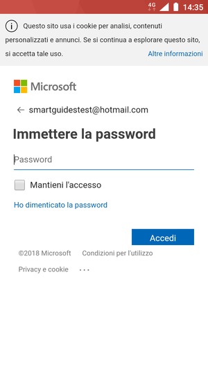 Inserisci la tua password e seleziona Accedi