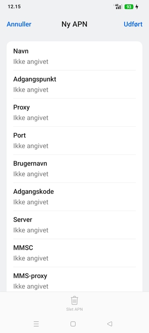 Indtast internet-oplysninger