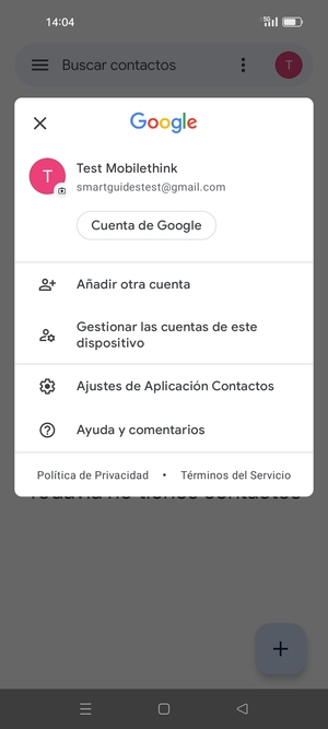 Seleccione Ajustes de Aplicación Contactos