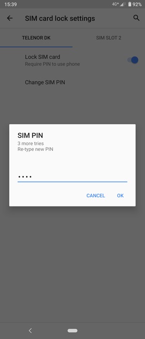 Confirm your new SIM PIN and select OK