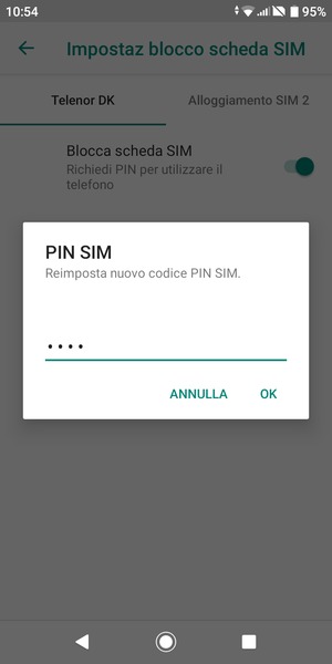 Conferma il nuovo codice PIN SIM e seleziona OK