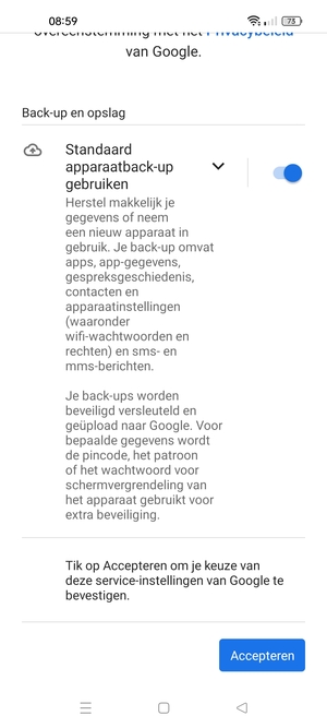 Selecteer Accepteren