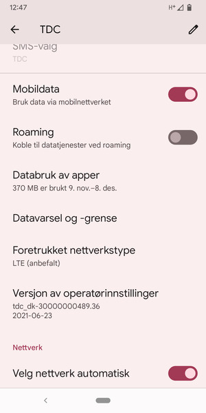 Bla til og velg Foretrukket nettverkstype