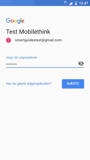 Indtast din adgangskode og vælg NÆSTE