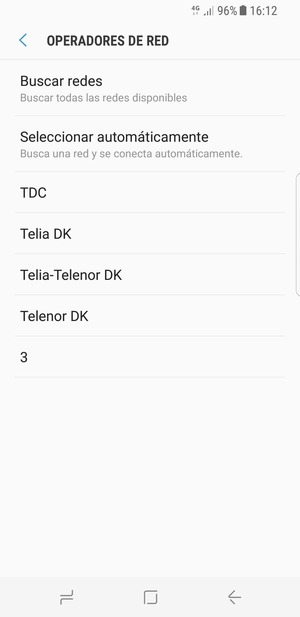 Seleccione un operador de red de la lista