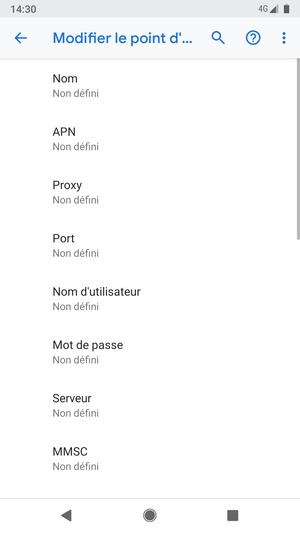 Saisissez les informations Internet