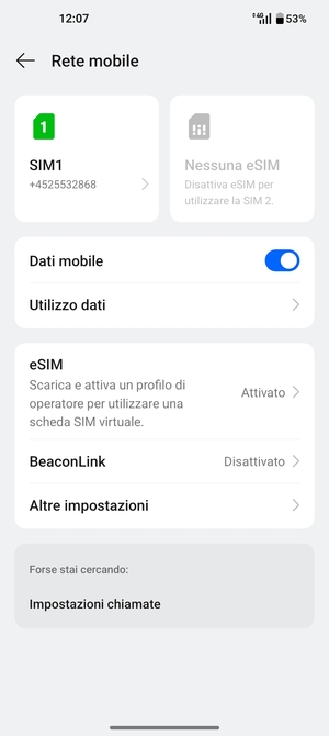 Seleziona  eSIM