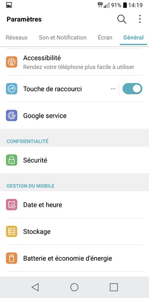 Faites défiler et sélectionnez Sécurité
