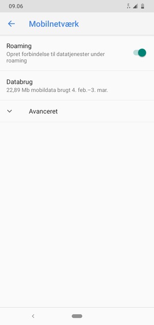Slå Roaming til eller fra