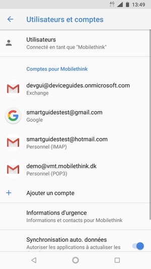 Sélectionnez votre compte Google