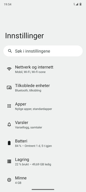 Velg Nettverk og internett