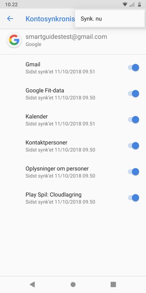 Vælg Synk. nu