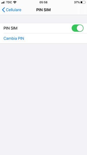 Seleziona Cambia PIN