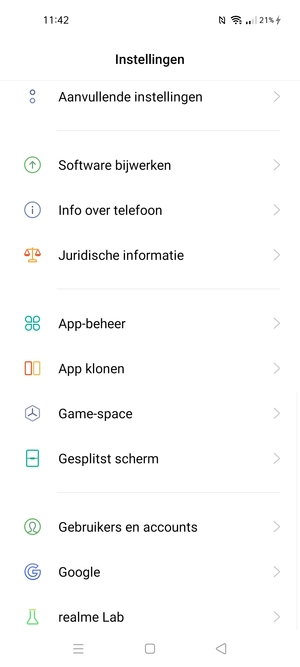 Scroll naar en selecteer Software bijwerken