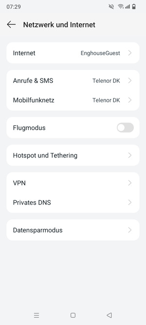 Wählen Sie Mobilfunknetz