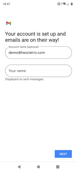 Give your account a name and enter your name. Select NEXT