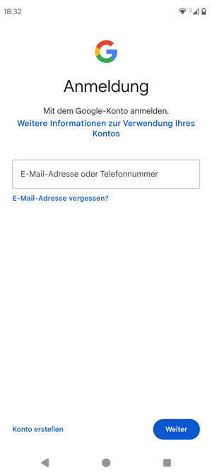Geben Sie Ihre Gmail Adresse ein und wählen Sie Weiter