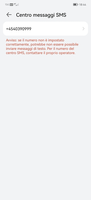 Seleziona Centro messaggi SMS