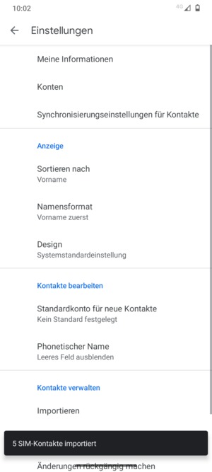 Ihre Kontakte werden in Ihrem Google Konto gespeichert und auf Ihrem Handy gespeichert, wenn Google das nächste Mal synchronisiert wird.