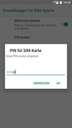Bestätigen Sie Ihre neue PIN für SIM-Karte und wählen Sie OK