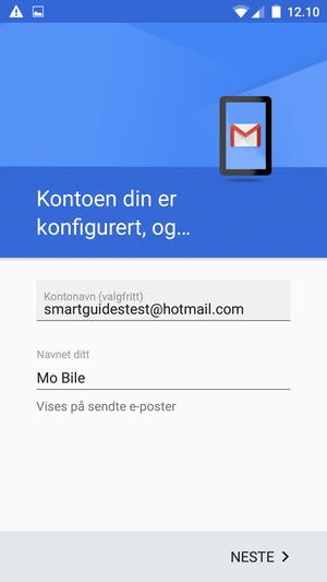 Gi kontoen din et navn, og skriv inn navnet ditt. Velg NESTE