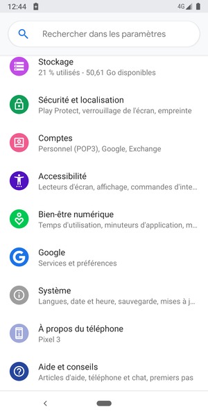 Faites défiler et sélectionnez Système