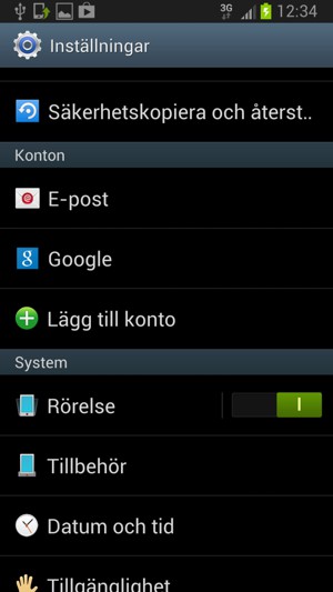 Återgå till Inställningar-menyn och välj Google