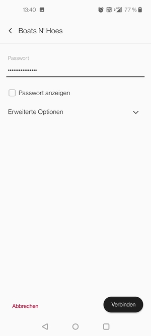 Geben Sie das WLAN-Passwort ein und wählen Sie Verbinden