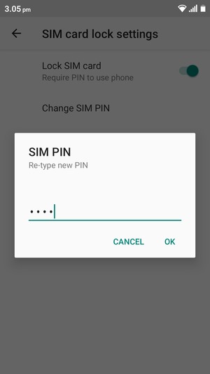 Confirm your new SIM PIN and select OK