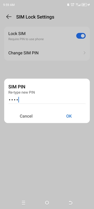 Confirm your new SIM PIN and select OK