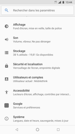 Faites défiler et sélectionnez Système
