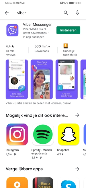 Selecteer de app