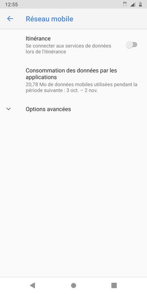 Pour changer de réseau en cas de problèmes de réseau, sélectionnez Options avancées