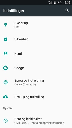 Scroll til og vælg Sikkerhed