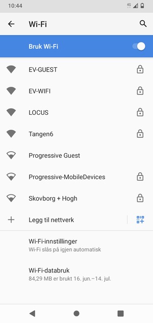 Velg det trådløse nettverket du vil koble til
