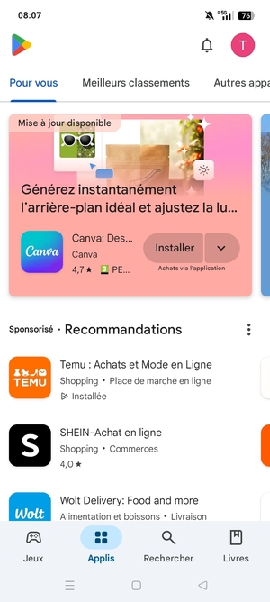Sélectionnez Rechercher