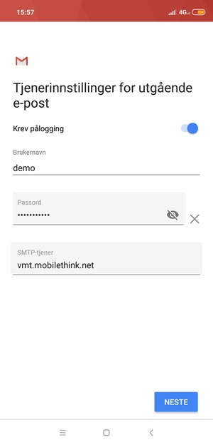 Skriv inn utgående serveradresse